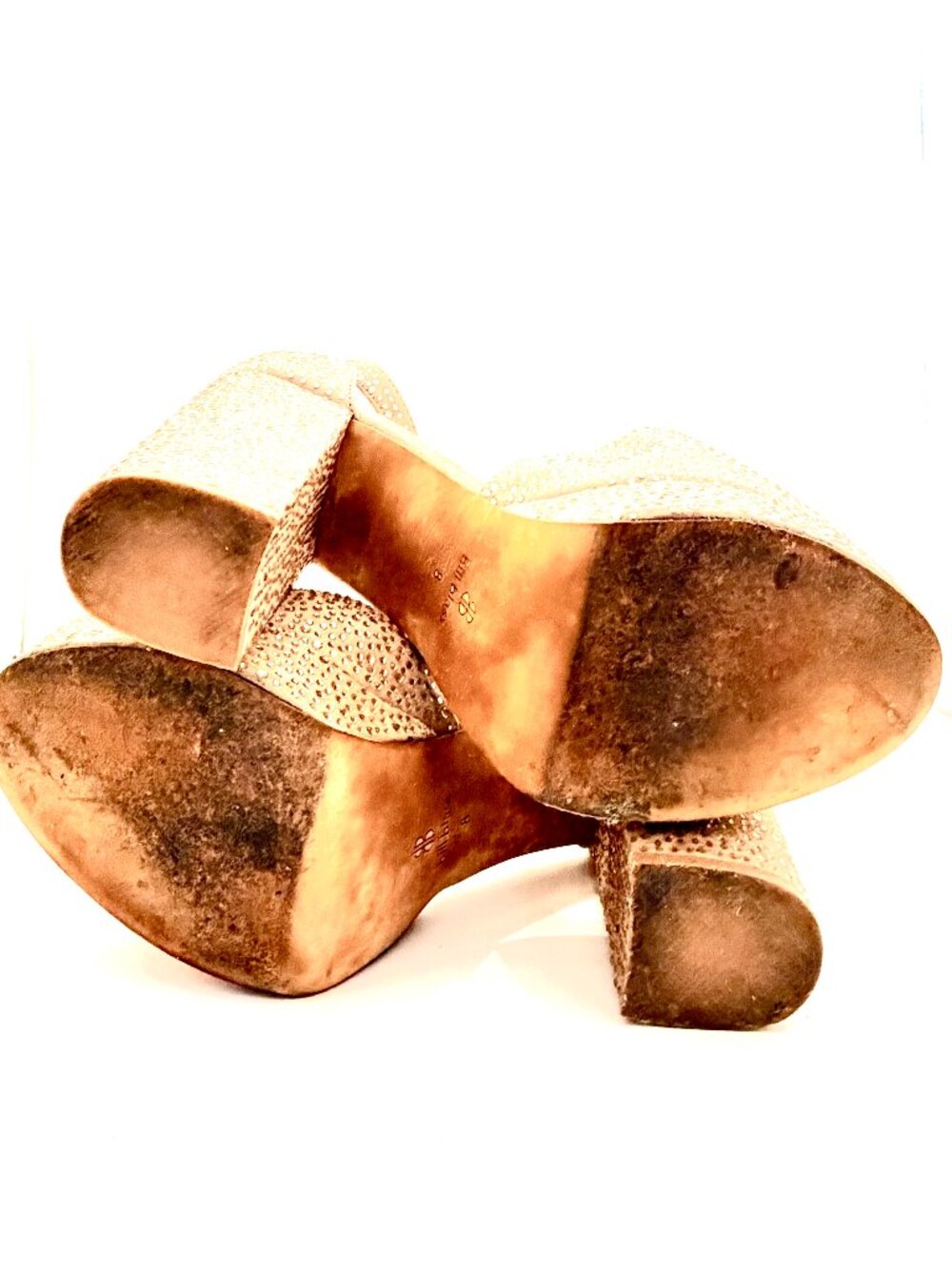 Bill Blass Women's "Ellie" Nude Sequined Platform Heels - Size US 8/UK 36 - Picture 8 of 10